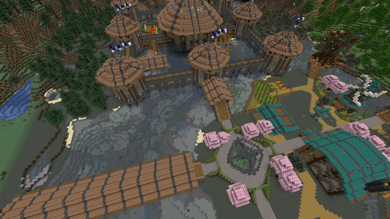 The cherry blossom plaza and market next to the castle walls